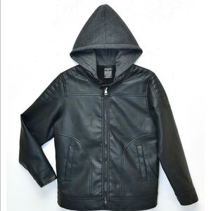 Quinn Sherpa lined Moto jacket with fleece hood